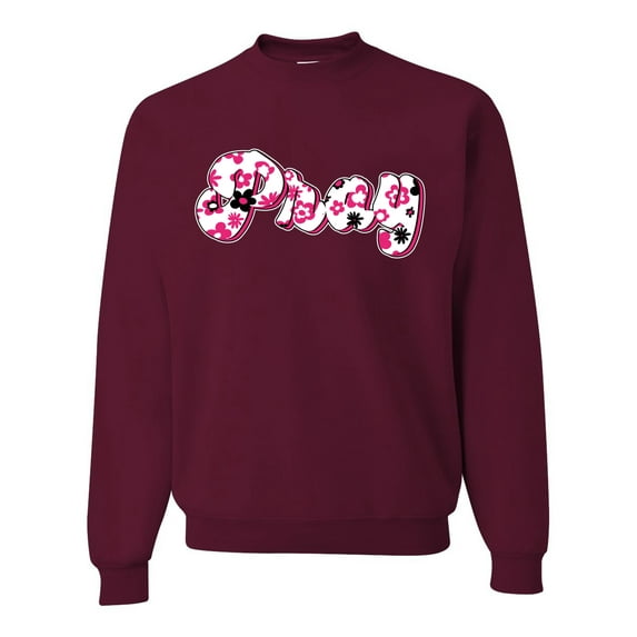 Wild Bobby, Pray Bubble Letters Inspirational/Christian Unisex Crewneck Graphic Sweatshirt, Maroon, X-Large