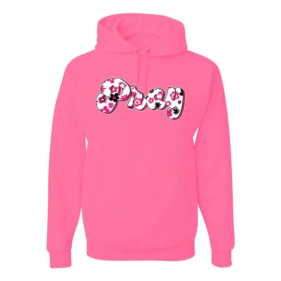 Wild Bobby, Pray Bubble Letters Inspirational/Christian Unisex Graphic Hoodie Sweatshirt, Neon Pink, Small