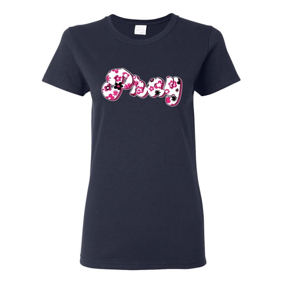 Wild Bobby Pray Bubble Letters Inspirational/Christian Women Graphic Tee, Navy, Large