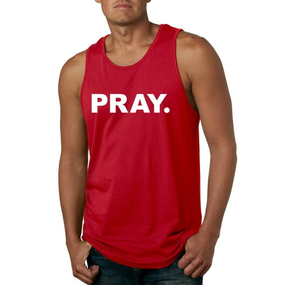 Wild Bobby Pray. Inspirational/Christian Men Graphic Tank Top, Red, 3X-Large