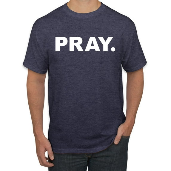Wild Bobby Pray. Inspirational/Christian Men Graphic Tee, Vintage Heather Navy, 3X-Large