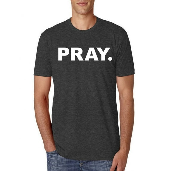 Wild Bobby Pray. Inspirational/Christian Men Premium Tri Blend Tee, Vintage Black, Medium