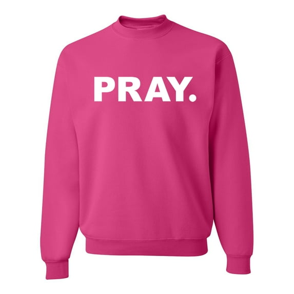 Wild Bobby Pray. Inspirational/Christian Unisex Crewneck Graphic Sweatshirt, Fuschia, 3X-Large
