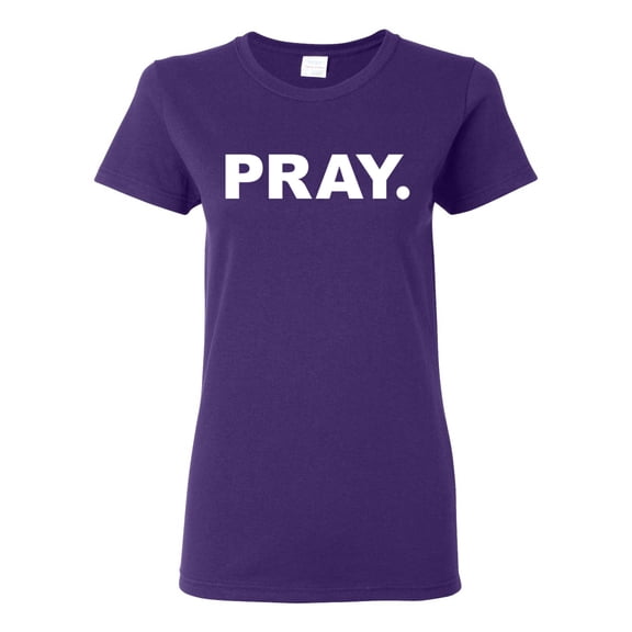 Wild Bobby Pray. Inspirational/Christian Women Graphic Tee, Purple, Large