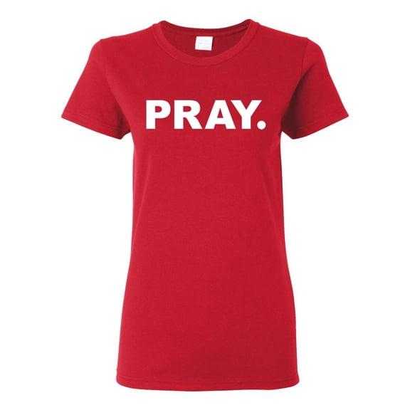 Wild Bobby Pray. Inspirational/Christian Women Graphic Tee, Red, X-Large