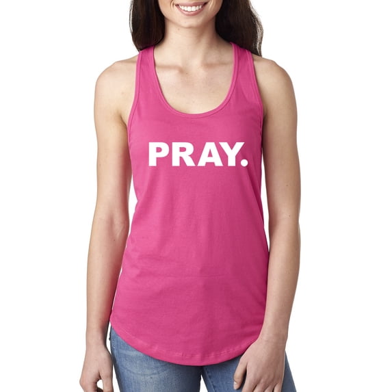 Wild Bobby Pray. Inspirational/Christian Women Racerback Tank Top, Raspberry, Large