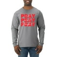 thumbnail image 1 of Wild Bobby, Pray On It Pray Over It Pray Through It Inspirational/Christian Men Long Sleeve Shirt, Heather Grey, X-Large, 1 of 6