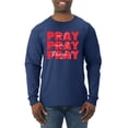 thumbnail image 1 of Wild Bobby, Pray On It Pray Over It Pray Through It Inspirational/Christian Men Long Sleeve Shirt, Navy, Large, 1 of 6