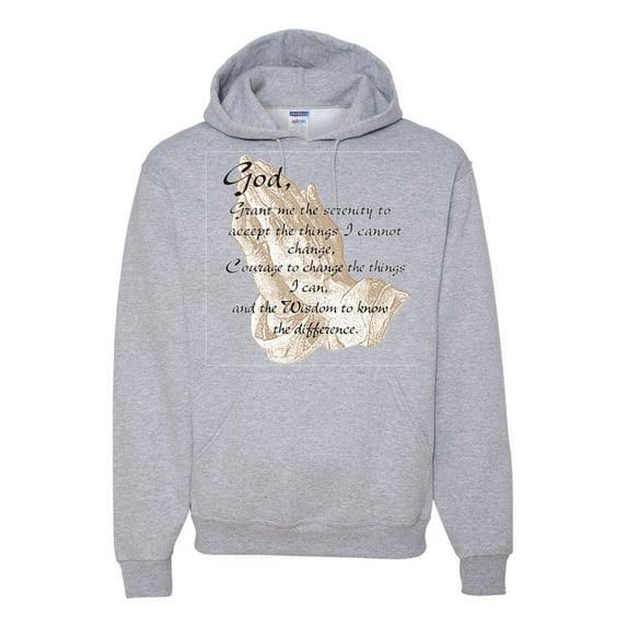 Wild Bobby, Praying Hands God Grant me the Serenity Courage Wisdom, Inspirational/Christian, Unisex Graphic Hoodie Sweatshirt, Heather Grey, 2XL