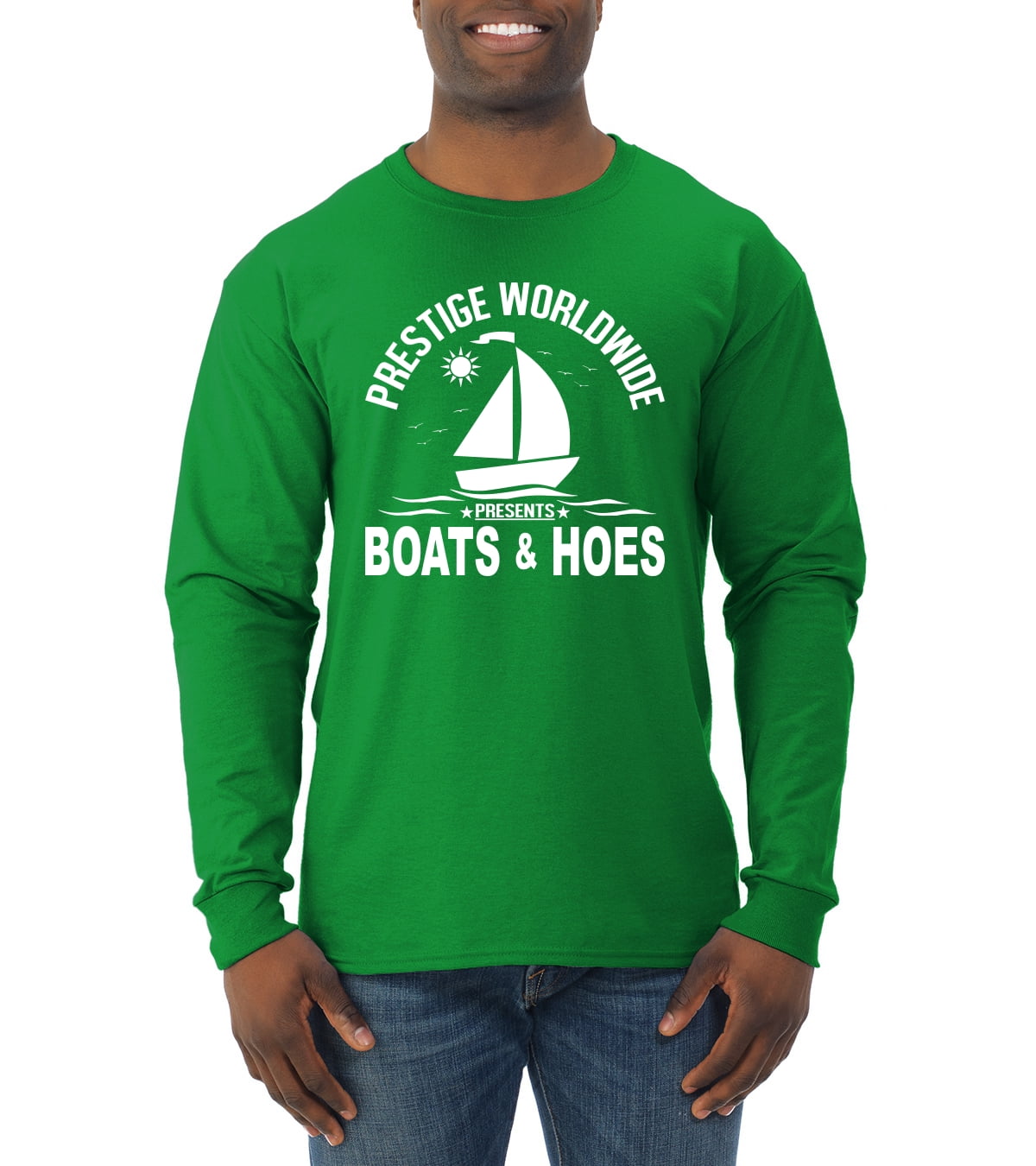 Wild Bobby, Prestige Worldwide Funny Boats And Hoes, Pop Culture, Men Long  Sleeve Shirt, Navy, Large 