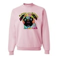 thumbnail image 1 of Wild Bobby, Pugs and Kisses Cute Dog Neon Rainbow Pug Dog Lover Unisex Crewneck Graphic Sweatshirt, Light Pink, Small, 1 of 3