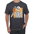 thumbnail image 1 of Wild Bobby Pumpkin Spice Latte Skeleton Orange Black and White Halloween Men Tee, Charcoal, 5X-Large, 1 of 6