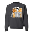 thumbnail image 1 of Wild Bobby Pumpkin Spice Latte Skeleton Orange Black and White Halloween Unisex Crewneck Sweatshirt, Charcoal, X-Large, 1 of 6