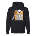 thumbnail image 1 of Wild Bobby Pumpkin Spice Latte Skeleton Orange Black and White Halloween Unisex Hoodie Sweatshirt, Black, Small, 1 of 6