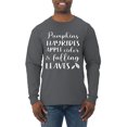thumbnail image 1 of Wild Bobby Pumpkins Hayrides Apple Cider and Falling Leaves White and Black Halloween Men Long Sleeve Shirt, Charcoal, Large, 1 of 6
