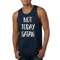 thumbnail image 1 of Wild Bobby, Quote Not Today Satan Funny Witty, Inspirational/Christian, Men Graphic Tank Top, Navy, Medium, 1 of 3