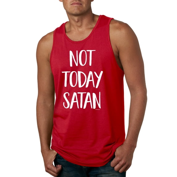 Wild Bobby, Quote Not Today Satan Funny Witty, Inspirational/Christian, Men Graphic Tank Top, Red, X-Large