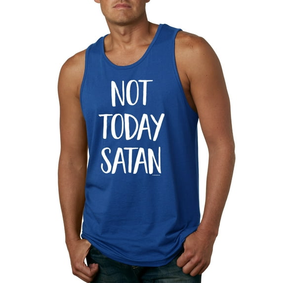Wild Bobby, Quote Not Today Satan Funny Witty, Inspirational/Christian, Men Graphic Tank Top, Royal, Large