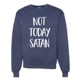 thumbnail image 1 of Wild Bobby, Quote Not Today Satan Funny Witty, Inspirational/Christian, Unisex Crewneck Graphic Sweatshirt, Vintage Heather Navy, 3XL, 1 of 3