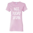 thumbnail image 1 of Wild Bobby, Quote Not Today Satan Funny Witty, Inspirational/Christian, Women Graphic Tee, Light Pink, Small, 1 of 3