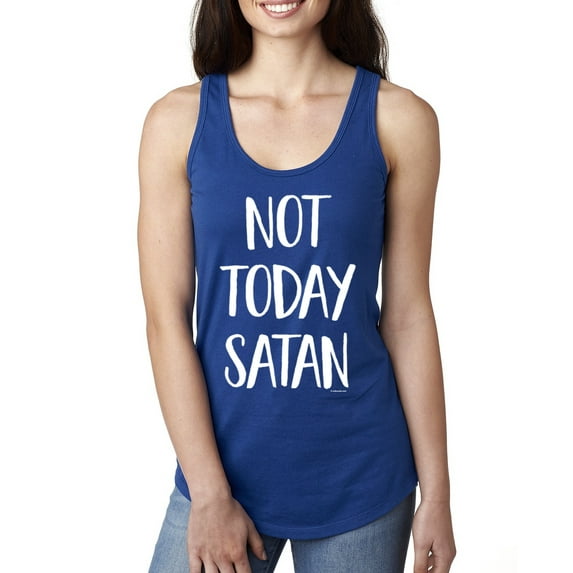 Wild Bobby, Quote Not Today Satan Funny Witty, Inspirational/Christian, Women Racerback Tank Top, Royal, Medium