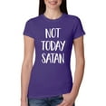 thumbnail image 1 of Wild Bobby, Quote Not Today Satan Funny Witty, Inspirational/Christian, Women Slim Fit Junior Tee, Purple Rush, X-Large, 1 of 3