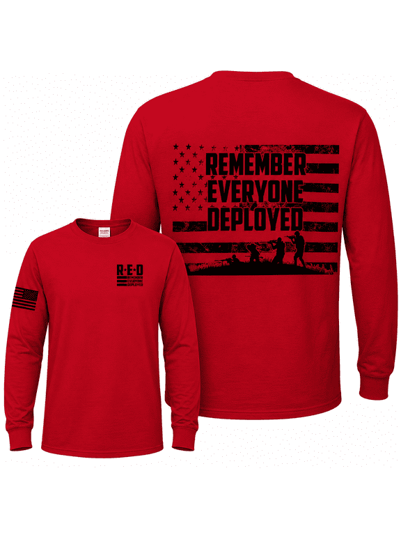 RED Friday US Shirt Remember Everyone Deployed Flag Sleeve Print Unisex Men Long Sleeve Shirt