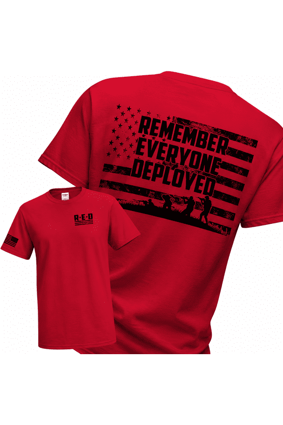 RED Friday US Shirt Remember Everyone Deployed Flag Sleeve Print Unisex Men Tee