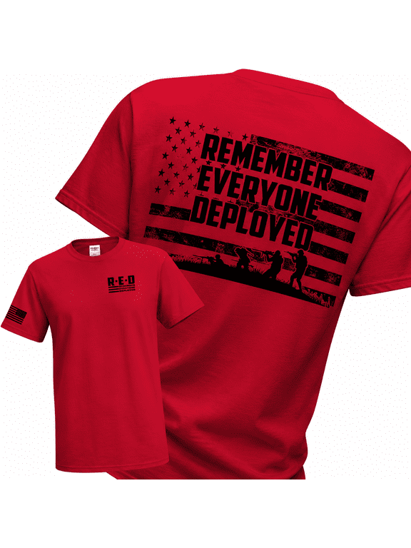 RED Friday US Shirt Remember Everyone Deployed Flag Sleeve Print Unisex Men Tee
