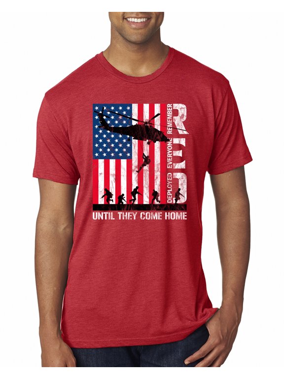 RED Remember Everyone Deployed Until They Come Home USA Military Men Premium Tri Blend Tee