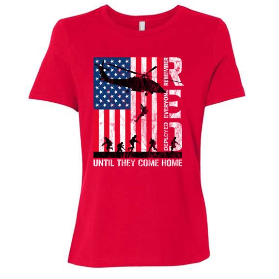 Wild Bobby RED Remember Everyone Deployed Until They Come Home USA Military Womens Premium T-Shirt