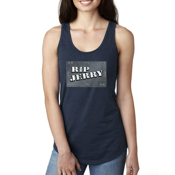 Wild Bobby RIP Jerry Springer 90's TV Talk Show Host Famous People Ladies Racerback Tank Top, Navy, X-Large