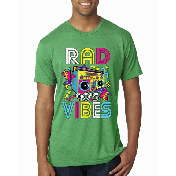 Wild Bobby, Rad 90's Vibes Vintage Mens Premium Tri Blend T-Shirt, Envy, X-Large