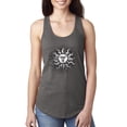 thumbnail image 1 of Wild Bobby Radiating Sun Puff Print Fashion Ladies Racerback Tank Top, Dark Grey, Small, 1 of 6