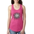 thumbnail image 1 of Wild Bobby Radiating Sun Puff Print Fashion Ladies Racerback Tank Top, Raspberry, Large, 1 of 6
