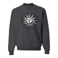 thumbnail image 1 of Wild Bobby Radiating Sun Puff Print Fashion Unisex Crewneck Sweatshirt, Charcoal, Small, 1 of 6