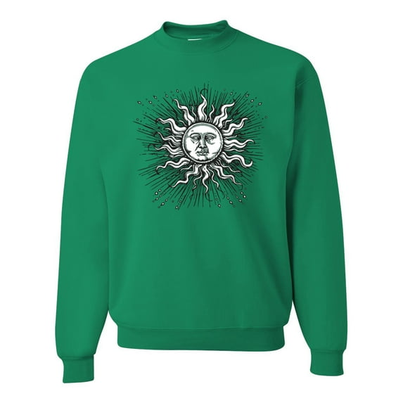 Wild Bobby Radiating Sun Puff Print Fashion Unisex Crewneck Sweatshirt, Kelly, Large