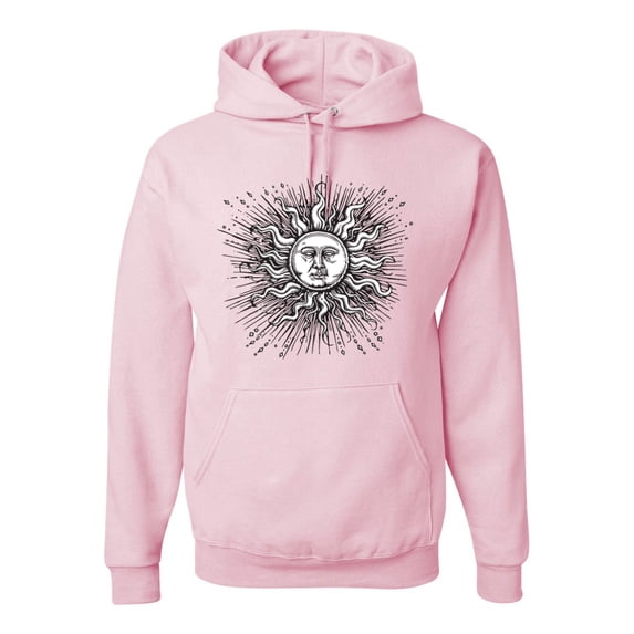 Wild Bobby Radiating Sun Puff Print Fashion Unisex Hoodie Sweatshirt, Light Pink, X-Large