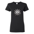 thumbnail image 1 of Wild Bobby Radiating Sun Puff Print Fashion Womens Graphic Tee, Black, Small, 1 of 6
