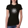thumbnail image 1 of Wild Bobby Radiating Sun Puff Print Fashion Womens Slim Fit Junior Tee, Black, Small, 1 of 6