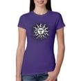 thumbnail image 1 of Wild Bobby Radiating Sun Puff Print Fashion Womens Slim Fit Junior Tee, Purple Rush, Small, 1 of 6