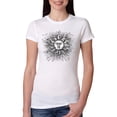 thumbnail image 1 of Wild Bobby Radiating Sun Puff Print Fashion Womens Slim Fit Junior Tee, White, Small, 1 of 6