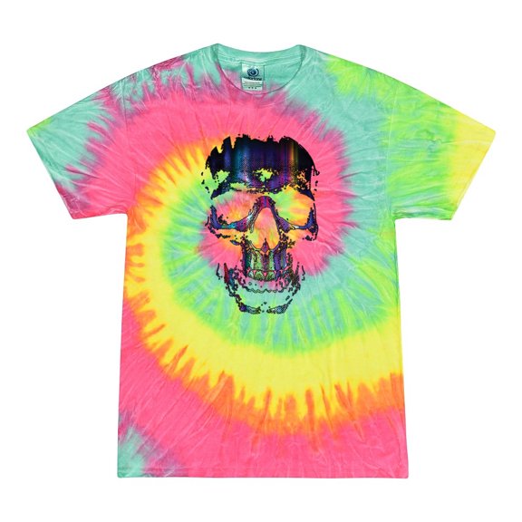Wild Bobby, Rainbow Colored Skull in the Shadows, Pop Culture, Tie-Dye Tees, Minty Rainbow, Large