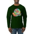 thumbnail image 1 of Wild Bobby Rainbow Painted I've Got The Whole World Dean Russo Design Inspirational/Christian Men Long Sleeve Shirt, Forest Green, Small, 1 of 6