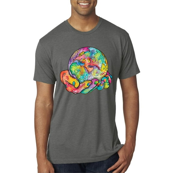 Wild Bobby Rainbow Painted I've Got The Whole World Dean Russo Design Inspirational/Christian Men Premium Tri Blend Tee, Dark Heather, Large