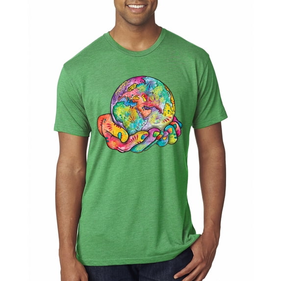 Wild Bobby Rainbow Painted I've Got The Whole World Dean Russo Design Inspirational/Christian Men Premium Tri Blend Tee, Envy, Medium
