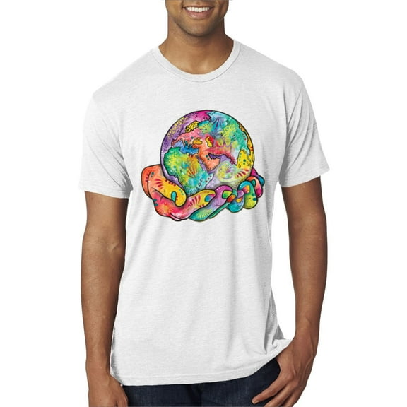 Wild Bobby Rainbow Painted I've Got The Whole World Dean Russo Design Inspirational/Christian Men Premium Tri Blend Tee, Heather White, XX-Large