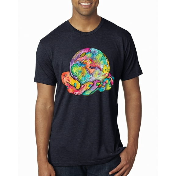 Wild Bobby Rainbow Painted I've Got The Whole World Dean Russo Design Inspirational/Christian Men Premium Tri Blend Tee, Vintage Navy, Small