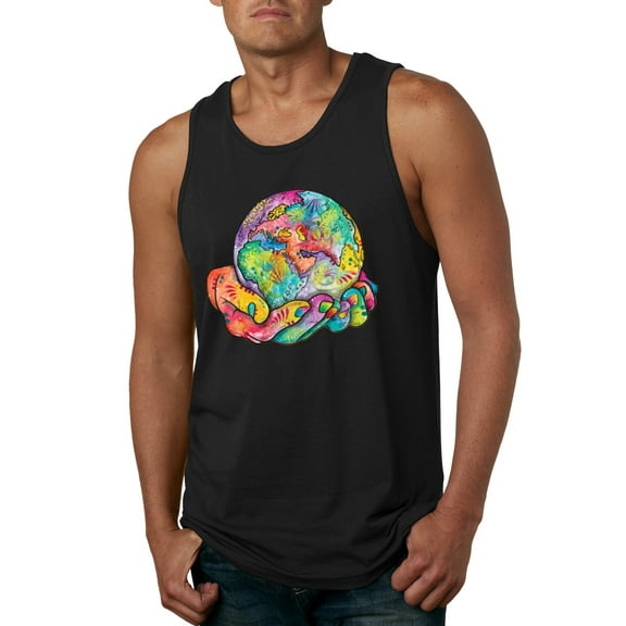 Wild Bobby Rainbow Painted I've Got The Whole World Dean Russo Design Inspirational/Christian Men Tank Top, Black, Small