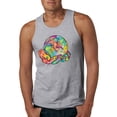 thumbnail image 1 of Wild Bobby Rainbow Painted I've Got The Whole World Dean Russo Design Inspirational/Christian Men Tank Top, Heather Grey, Small, 1 of 6